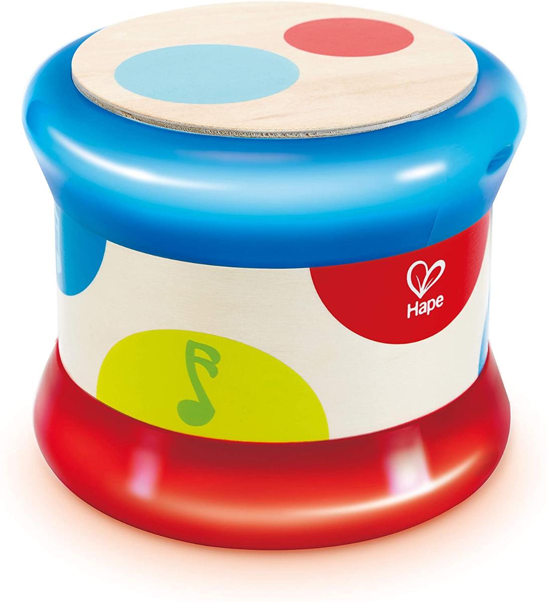 | de Bateria hape baby Brinquedo de instrumento musical de tambor colorido para crianças, aprendizado de ritmo e som, bateria alimentada (E0333)